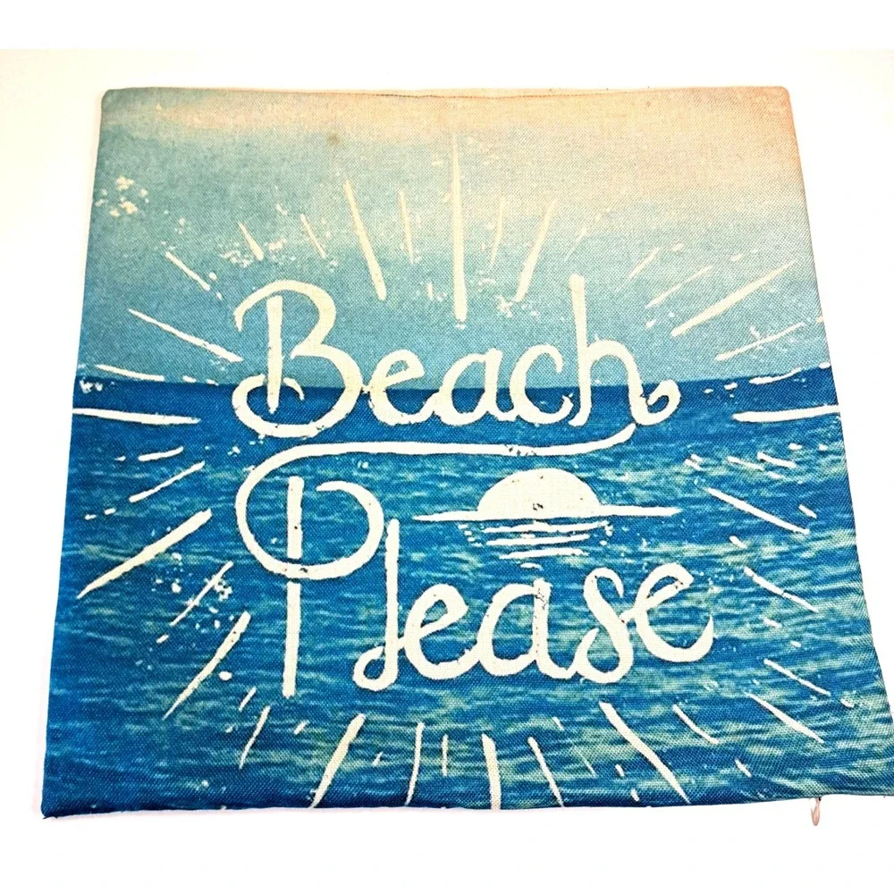 4 Beach Themed Pillow Covers / Cases Summer Vibes Coastal Decor 17x17